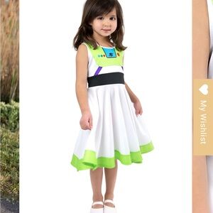 Kids Buzz Inspired Casual Dress with Green and White Accents